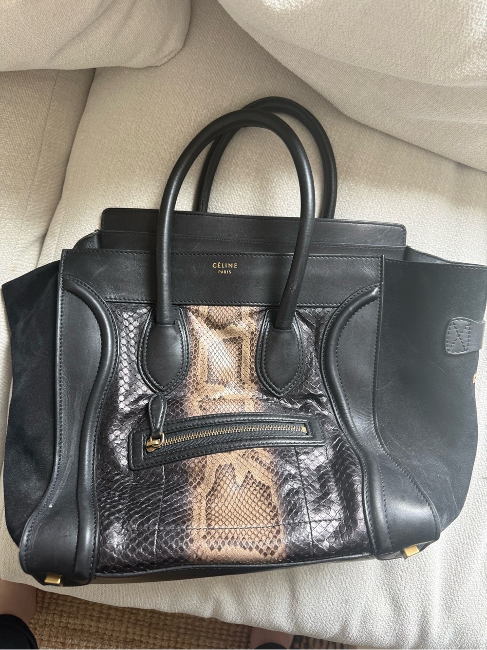 Celine Black & Natural Python Tote